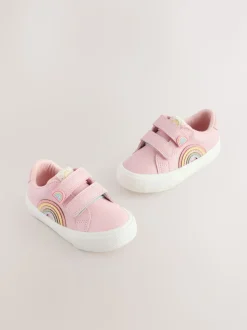 Pink Wide Fit (G) Touch Fasten Trainers