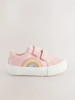 Pink Wide Fit (G) Touch Fasten Trainers