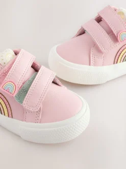 Pink Wide Fit (G) Touch Fasten Trainers