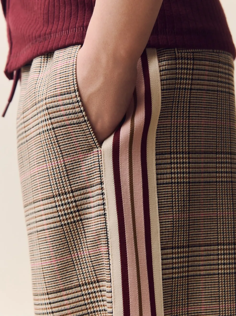 Pink Wide Leg Check Trousers (3-16yrs)