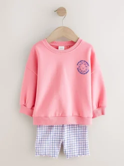 Pink Zebra Crew Neck Sweatshirt & Shorts Set (3mths-7yrs)