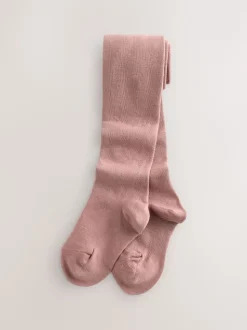 Plum Red Pink and Black 3 Pack Cotton Rich Tights