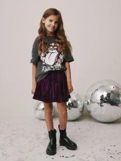 Plum Purple Velvet Paperbag Skirt (3-16yrs)