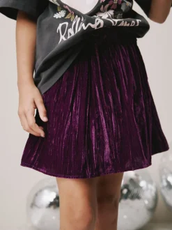 Plum Purple Velvet Paperbag Skirt (3-16yrs)