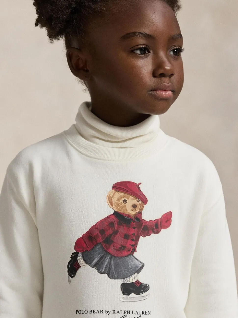 Polo Ralph Lauren Cream Girls Skate Bear Knit Pleat Dress