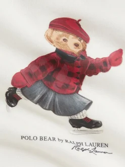 Polo Ralph Lauren Cream Girls Skate Bear Knit Pleat Dress