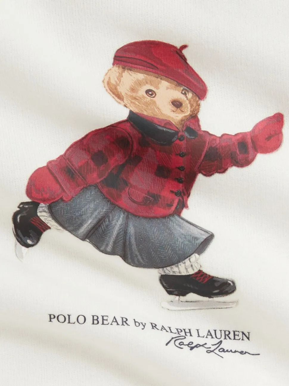 Polo Ralph Lauren Cream Girls Skate Bear Knit Pleat Dress
