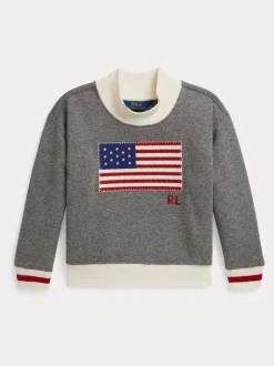 Polo Ralph Lauren Grey Girls Embroidered Flag Jersey Sweatshirt