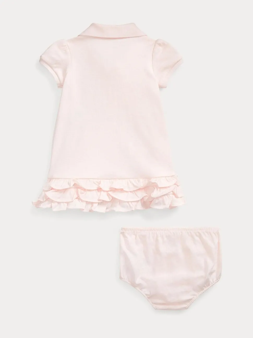 Polo Ralph Lauren Pink Baby All-Over-Pony Print Polo Ruffle Dress Romper