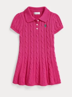 Polo Ralph Lauren Pink Baby Girls Cable Knit Polo Dress