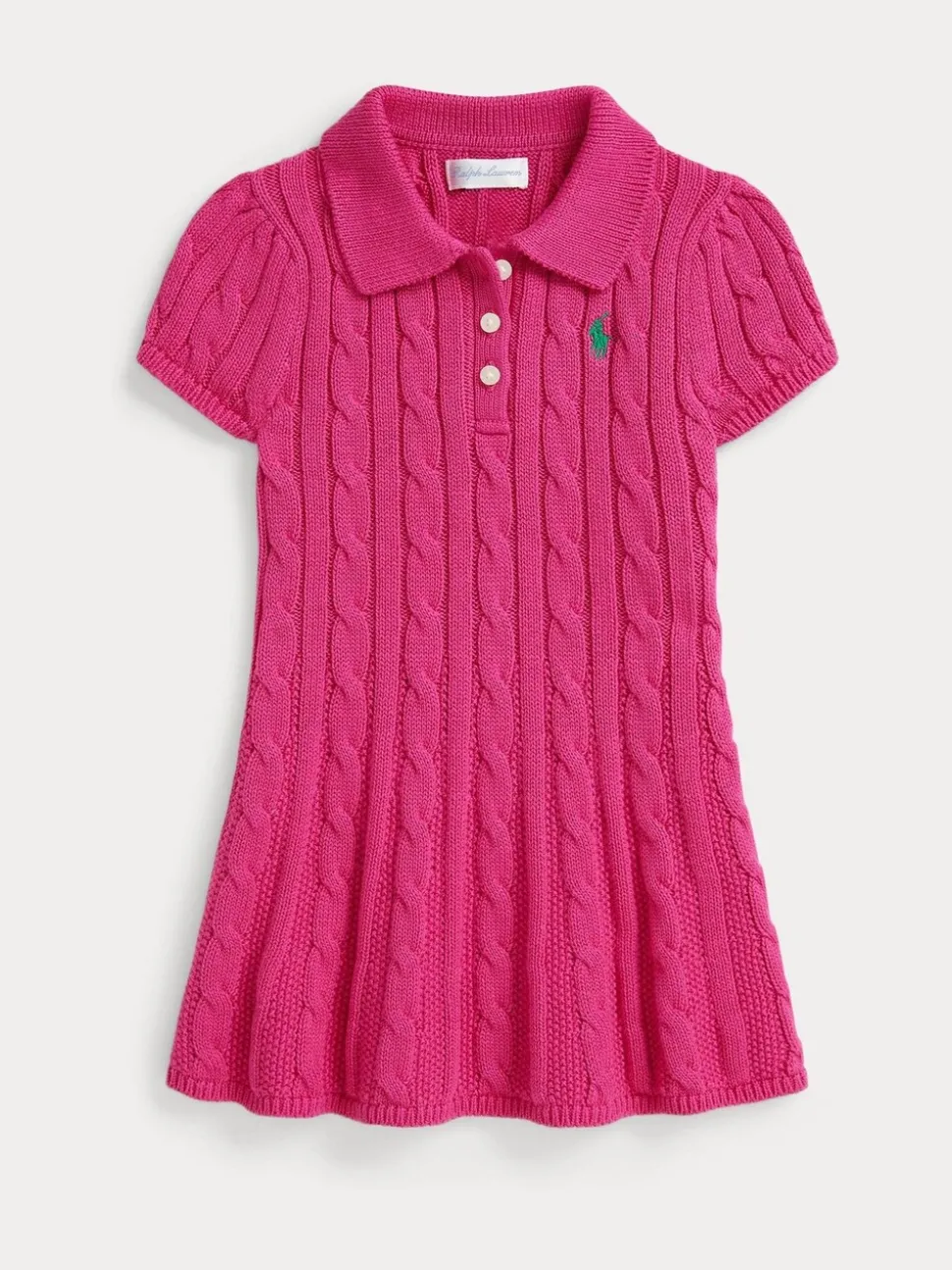 Polo Ralph Lauren Pink Baby Girls Cable Knit Polo Dress