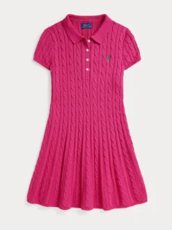 Polo Ralph Lauren Pink Girls Cable Knit Polo Dress