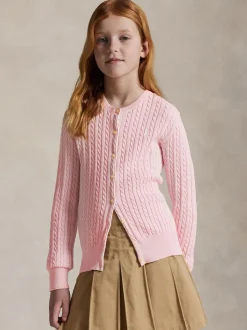 Polo Ralph Lauren Pink Girls Cable Knit Cardigan