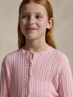 Polo Ralph Lauren Pink Girls Cable Knit Cardigan