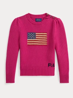 Polo Ralph Lauren Pink Girls Icon Flag Knit Jumper