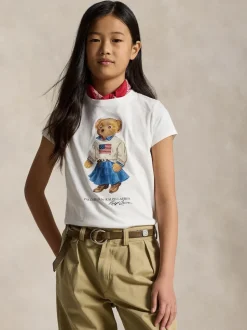 Polo Ralph Lauren White Girls Polo Bear Graphic T-Shirt