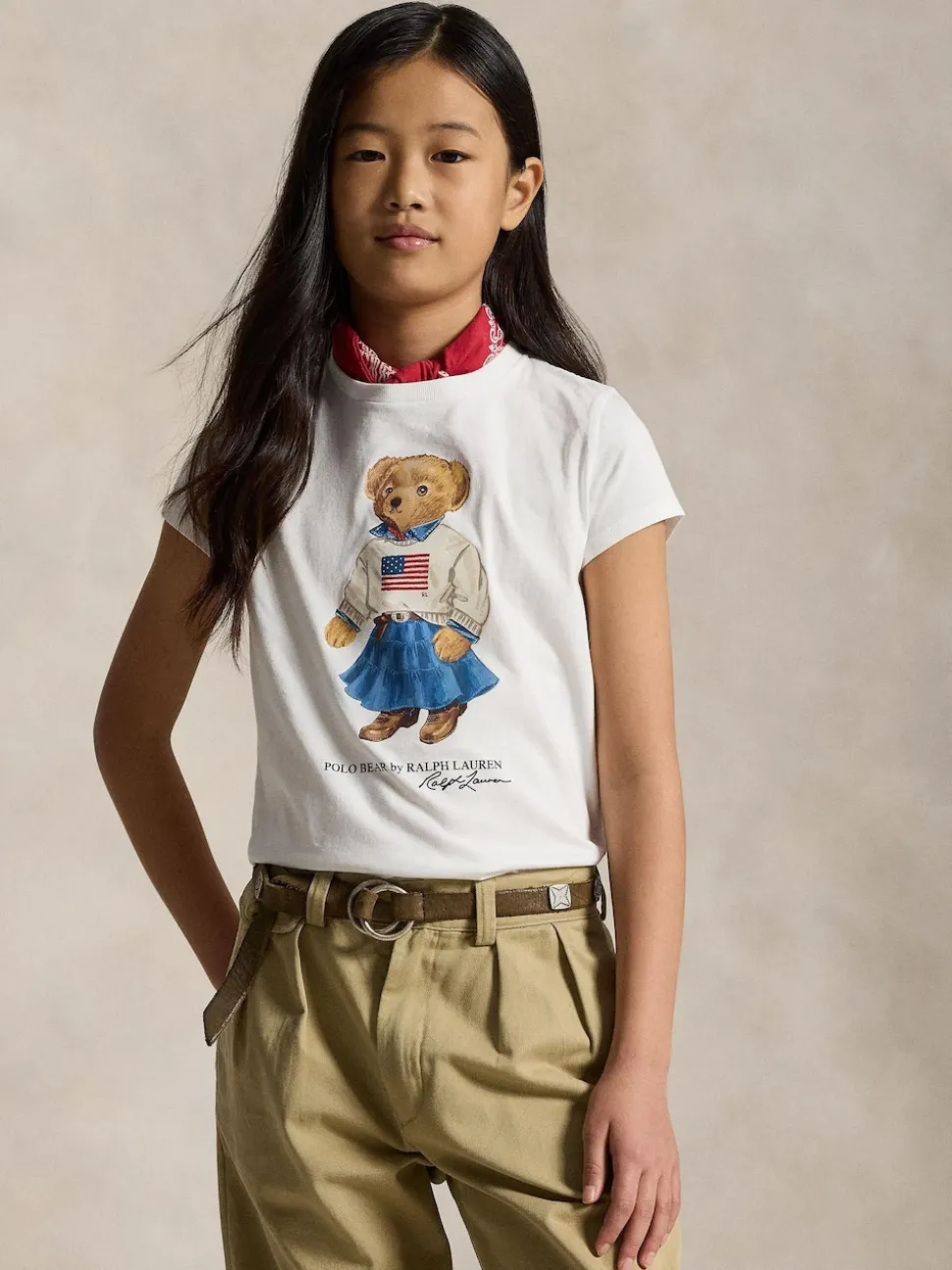 Polo Ralph Lauren White Girls Polo Bear Graphic T-Shirt