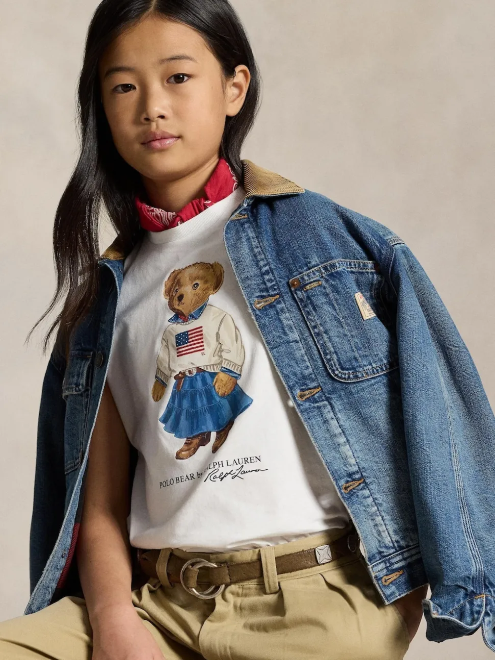 Polo Ralph Lauren White Girls Polo Bear Graphic T-Shirt