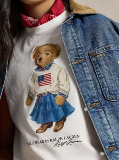 Polo Ralph Lauren White Girls Polo Bear Graphic T-Shirt