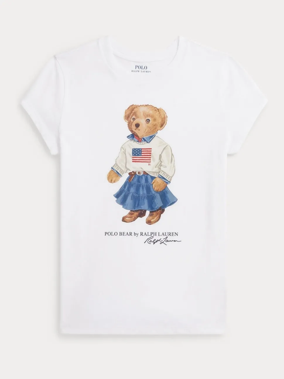 Polo Ralph Lauren White Girls Polo Bear Graphic T-Shirt