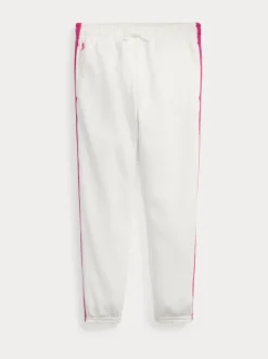 Polo Ralph Lauren White/Pink Girls Striped French Terry Jogger Trousers