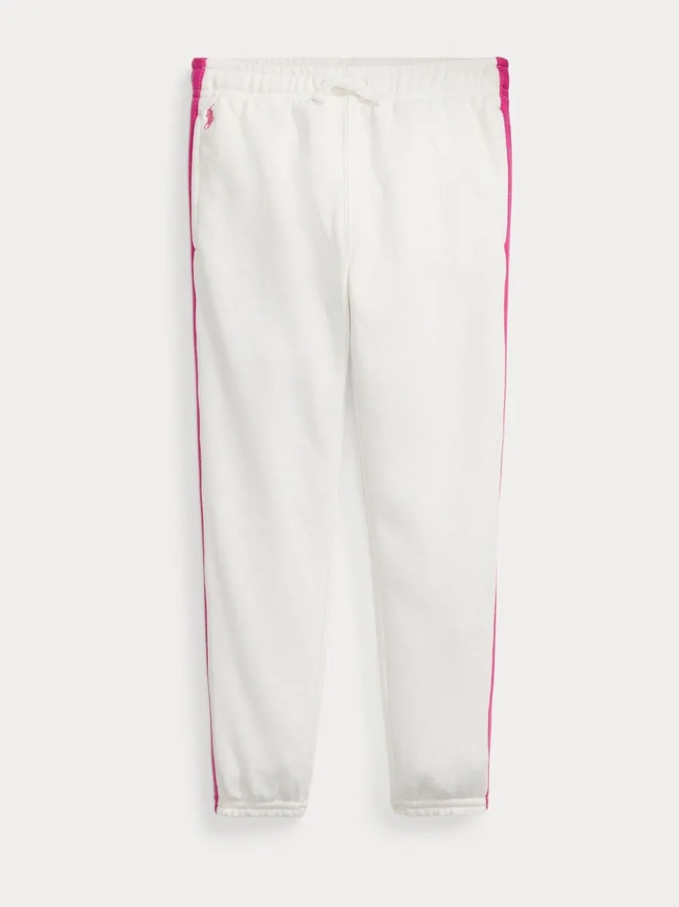 Polo Ralph Lauren White/Pink Girls Striped French Terry Jogger Trousers