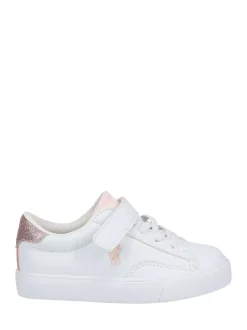 Polo Ralph Lauren White/Pink Girls Theron V PS Velcro Glitter Trainers
