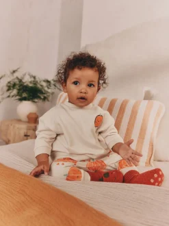 Pumpkin Print Baby Halloween Sweat Top and Joggers Set (0mths-3yrs)