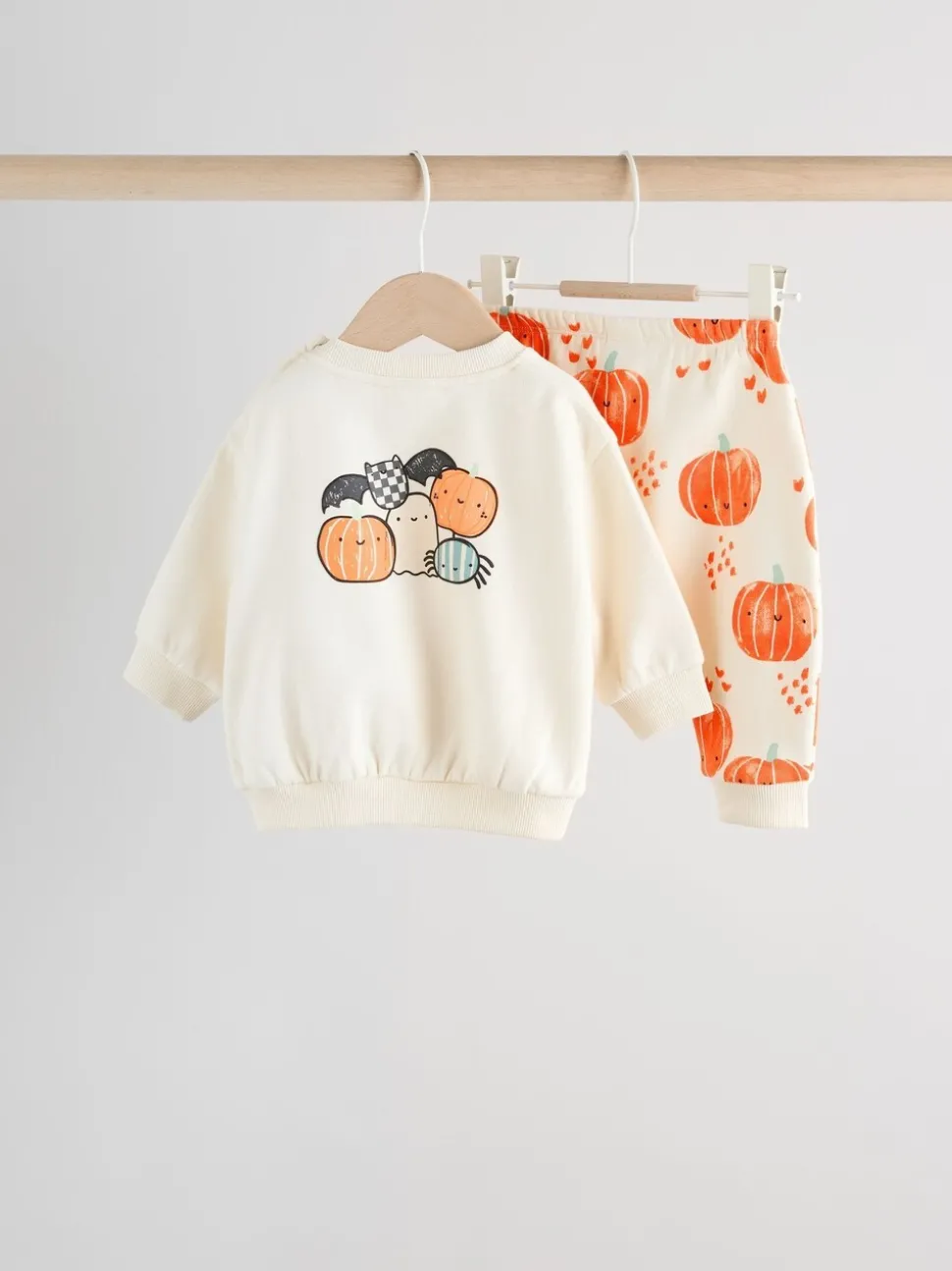 Pumpkin Print Baby Halloween Sweat Top and Joggers Set (0mths-3yrs)