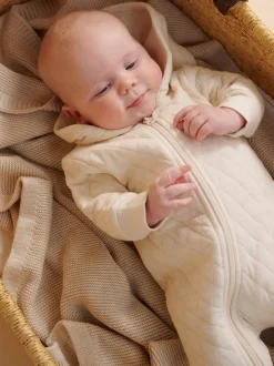 Purebaby Natural Cotton Quilted Zip Pramsuit