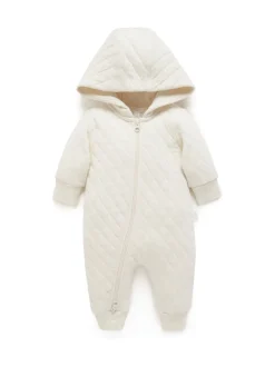Purebaby Natural Cotton Quilted Zip Pramsuit