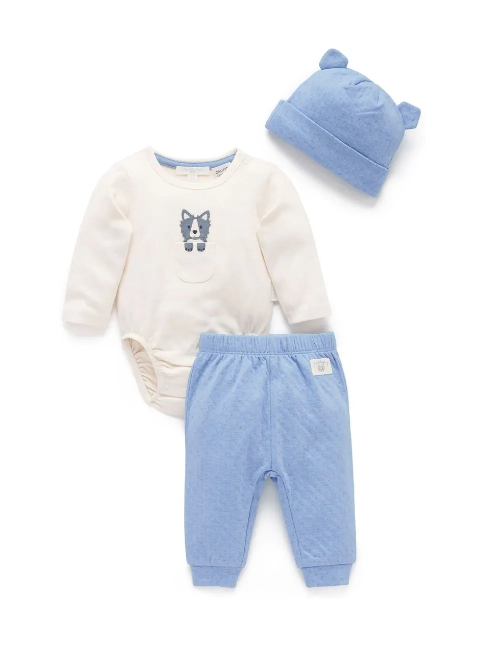 Purebaby Blue 3 Piece Gift Set
