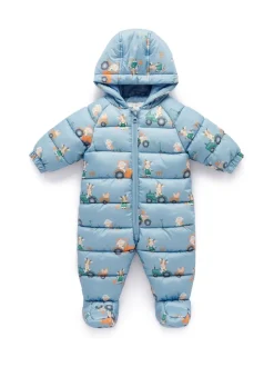 Purebaby Blue Showerproof Padded Puffer Pramsuit