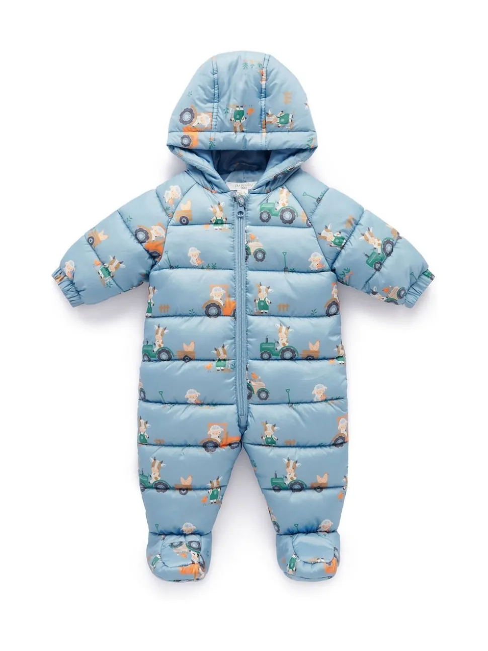 Purebaby Blue Showerproof Padded Puffer Pramsuit