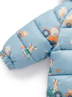 Purebaby Blue Showerproof Padded Puffer Pramsuit