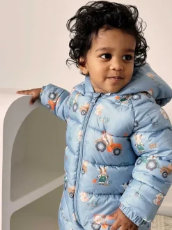 Purebaby Blue Showerproof Padded Puffer Pramsuit