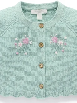 Purebaby Green Hand Embroidered Cardigan