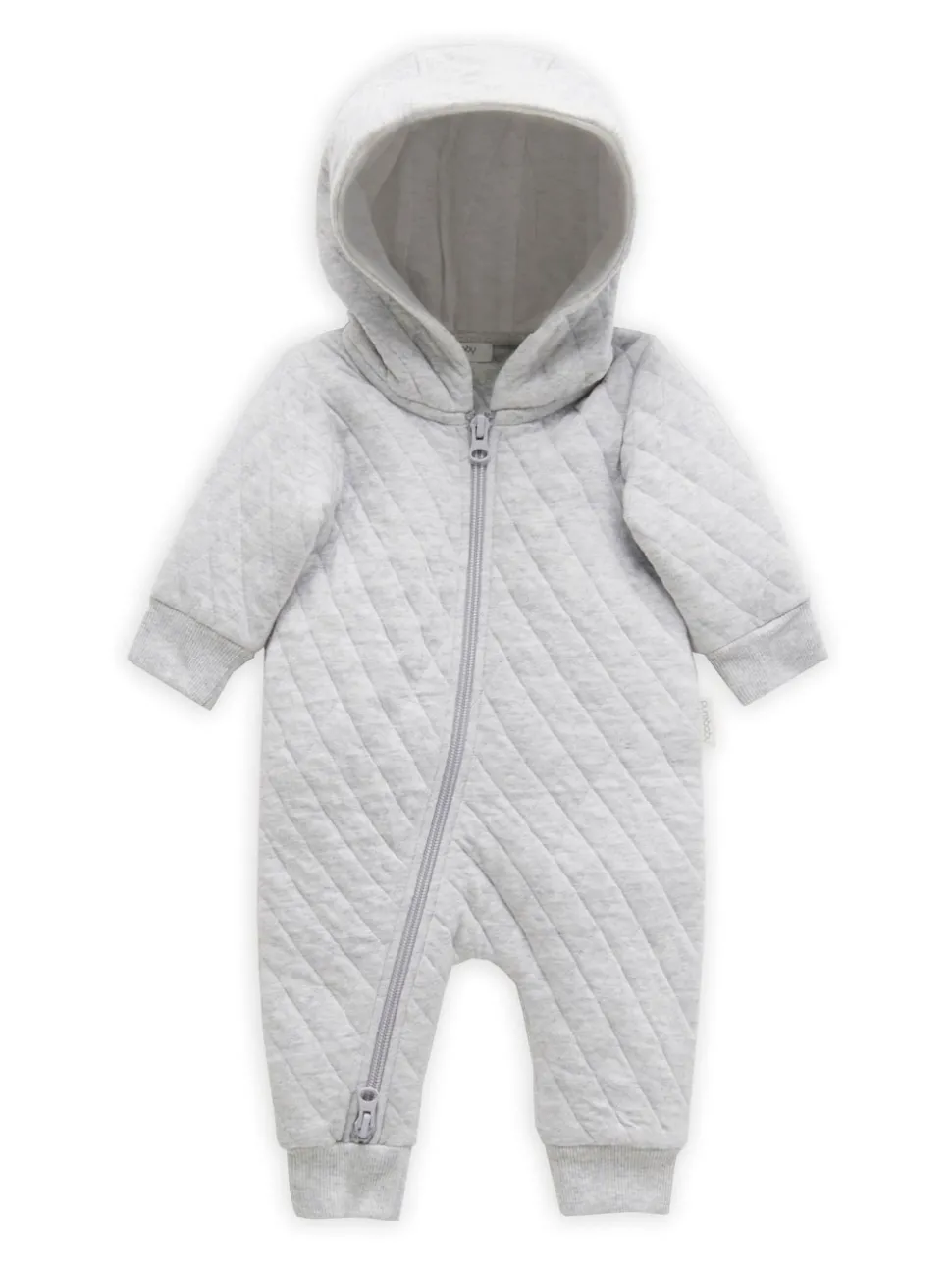 Purebaby Grey Cotton Quilted Zip Pramsuit