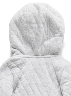 Purebaby Grey Cotton Quilted Zip Pramsuit