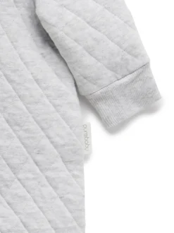 Purebaby Grey Cotton Quilted Zip Pramsuit