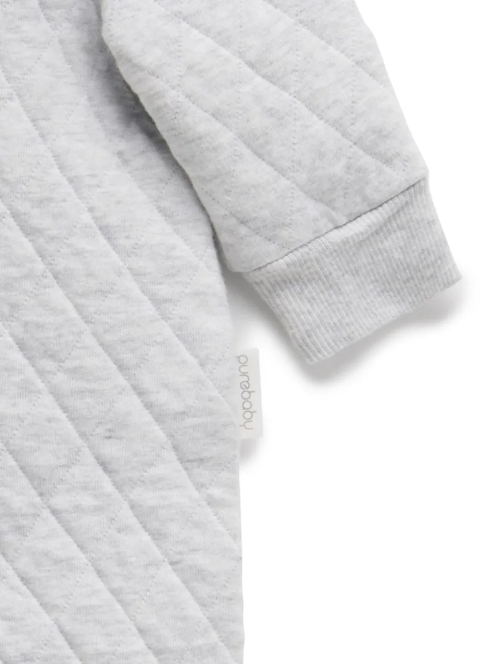 Purebaby Grey Cotton Quilted Zip Pramsuit