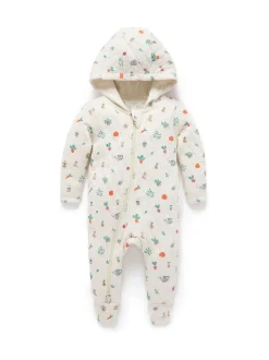 Purebaby Natural Hooded Quilted Zip Pramsuit