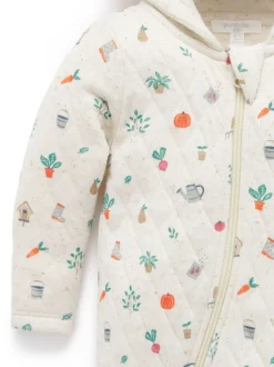 Purebaby Natural Hooded Quilted Zip Pramsuit