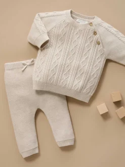 Purebaby Nude Cable Knit Set