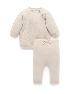 Purebaby Nude Cable Knit Set