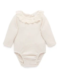 Purebaby Nude Ruffle Pointelle Bodysuit