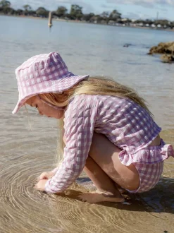 Purebaby Pink Broad Brim Swim Hat