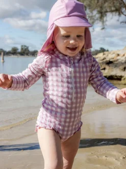 Purebaby Pink Frilly Long Sleeve Swimsuit