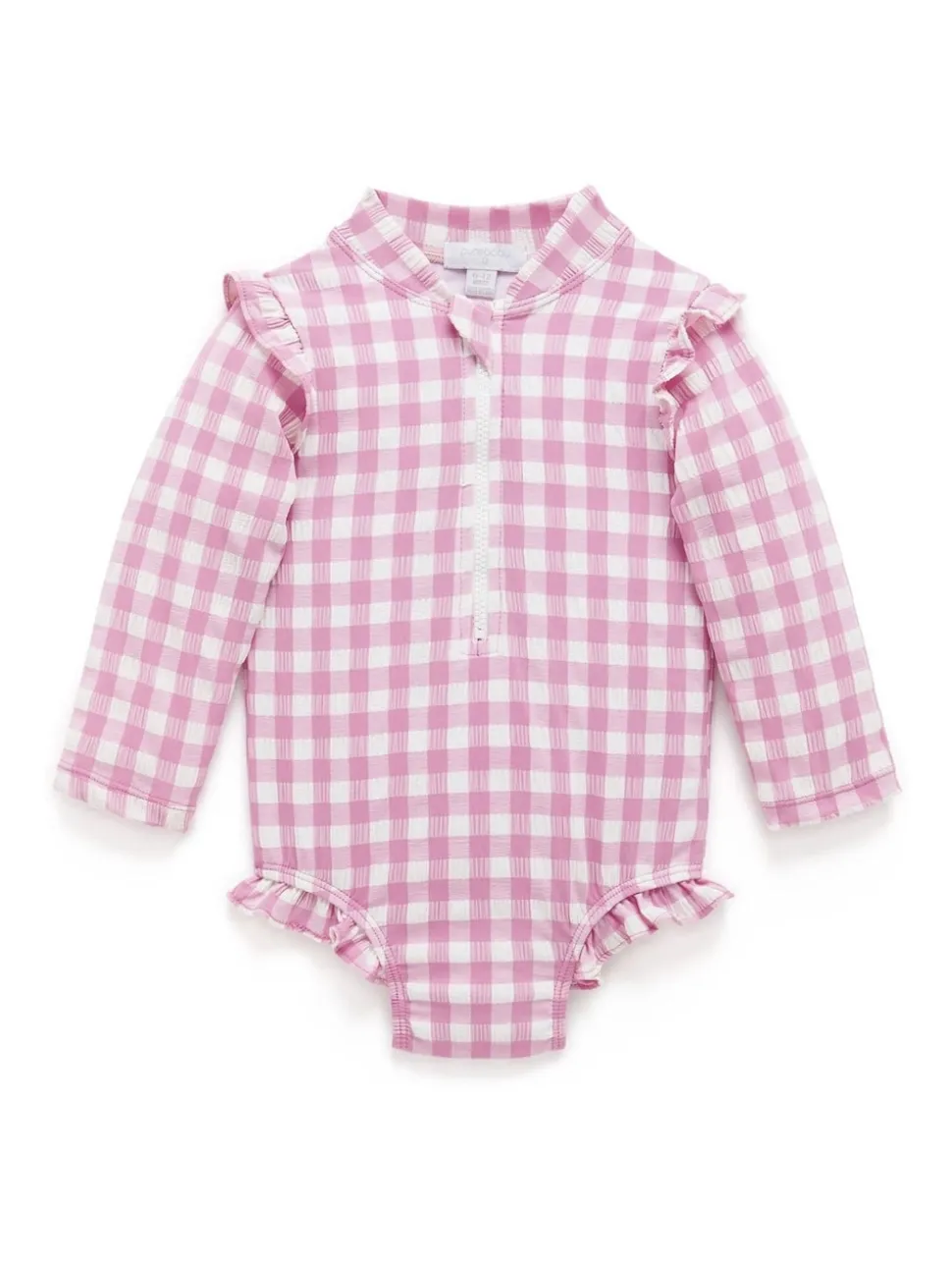 Purebaby Pink Frilly Long Sleeve Swimsuit