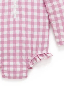 Purebaby Pink Frilly Long Sleeve Swimsuit